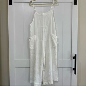 ✨ Rip Curl White Cotton Gauze Wide Leg Beach Jumpsuit Size S ✨